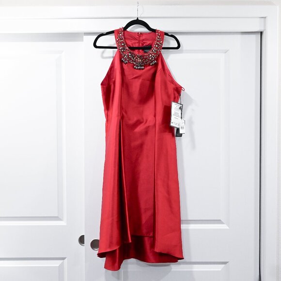 Adrianna Papell Size 16 Red Mikado Fit & Flare Party Dress Red NWT - Picture 1 of 11